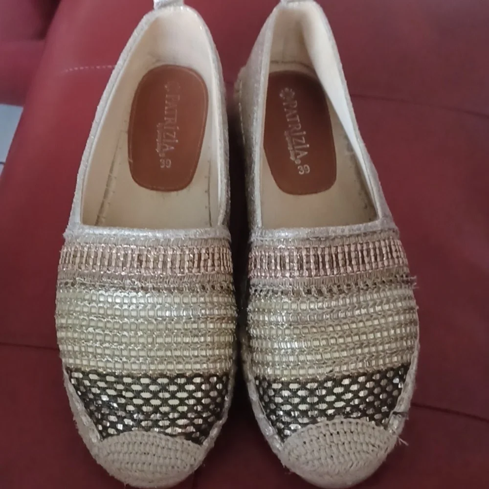 Patrizia by Spring Step Raiatea Slip On Gold Espadrille Loafer